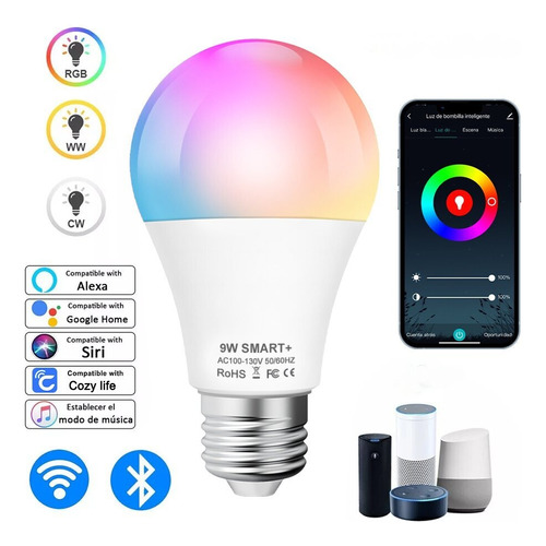 Foco Inteligente Wifi Rgbcw 9w Led E27 Par Alexa Google Siri