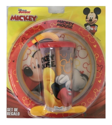 Set Regalo Mickey Plato Playo Vaso Sorbete Sharif Express