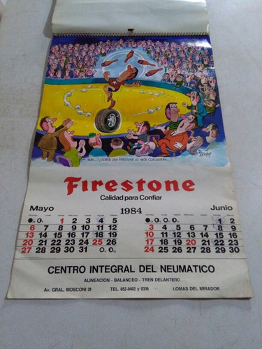 Antiguo Calendario Firestone Almanaque 1984neumático Basurto