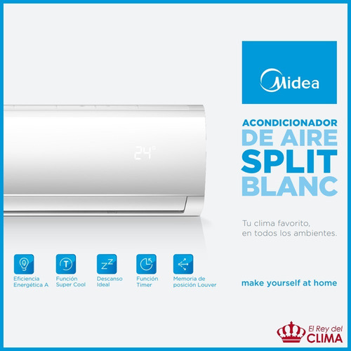 Imagen 3 de 6 de Aire Acondicionado Split Midea 5300 Frío Calor