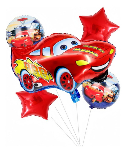 Kit 5 Globos Rayo Mcqueen Cars Decoracion Cumpleaños Fiesta Kit2