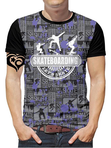 Camiseta Skate Skatista Masculina Esqueite Esporte Blusa Brd