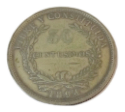 Imagen 4 de 6 de Moneda Plata 50 Centesimos Uruguay 1894 Ideal Coleccionistas