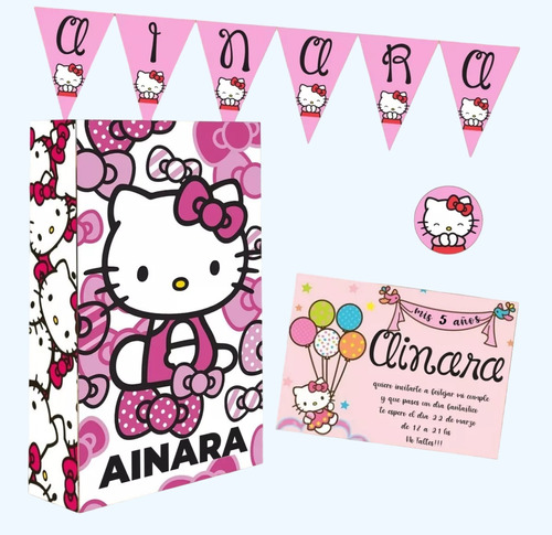 Combo De Cumpleaños Personalizado Para 20 Chicos Hello Kitty