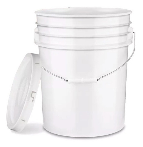 Cubeta De Plástico Grado Alimenticio 19l Tapa Lisa Color Blanco