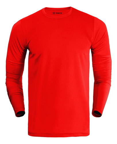 Polera Dry Fit Infantil Cuello Polo Manga Larga Rojo