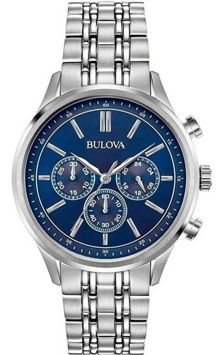 Reloj Bulova 96a210 Hombre Cronografo Acero Inoxidable Full Color del fondo Azul 96A210
