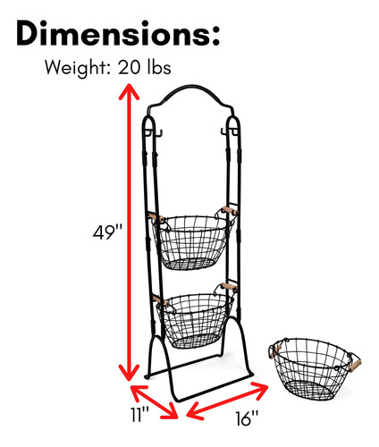 Birdrock Home Soporte Cesta Alambre 3 Nivel Extraibl Cocina
