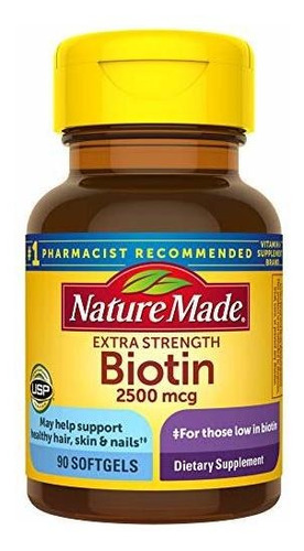 Biotina 2500 Mcg Softgels 90 Ct, Apoyar El Cabello Sano, Pi