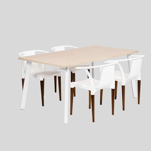 Mesa Olivo Y Silla Palta Wood Sala Comedor Cocina Set X4