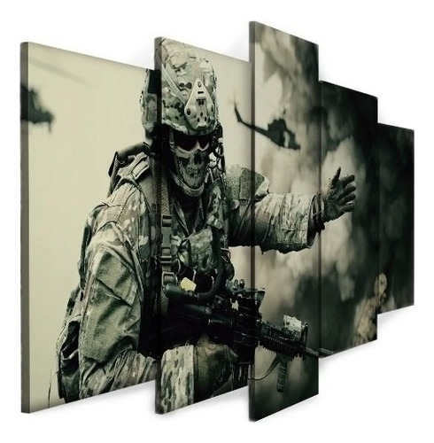 Quadro Decorativo Mosaico Para Sala Soldado Na Guerra Cs Go Cor Colorido