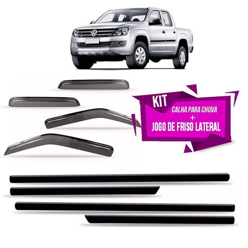 Calha Chuva Amarok 10/2014 + Friso Lateral Fino Preto