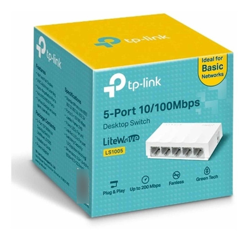 Switch Tplink 5 Puertos 10/100mbps Ls1005 Suiche Red Rj45