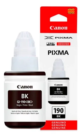 Botella De Tinta Canon Gi-190bk 135 Ml Negro