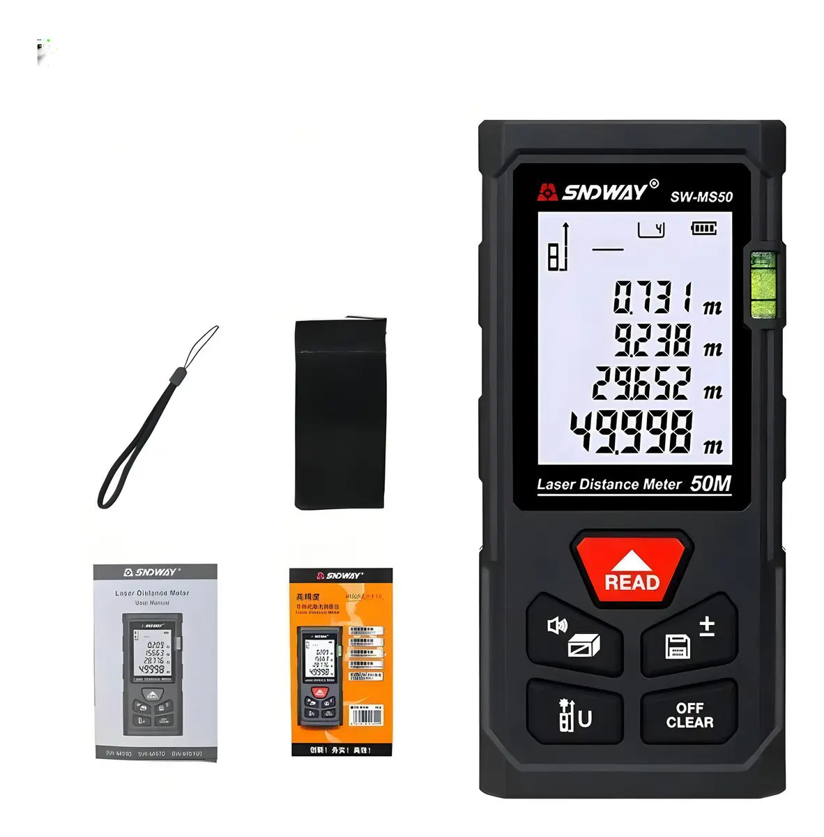 Trena Laser Digital Alta Precisão Sndway Sw-ms50 50m Ângulo