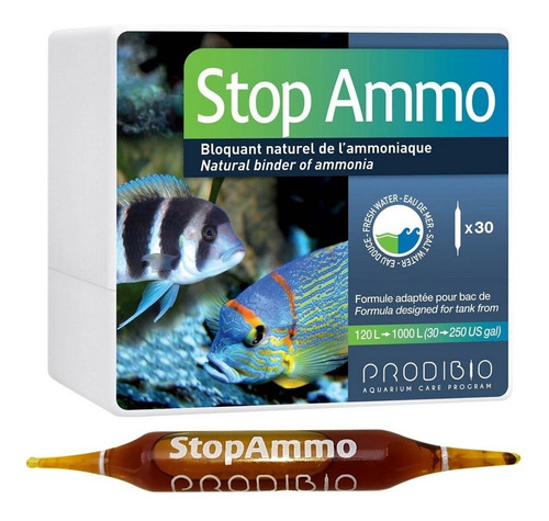 Redutor De Amônia Para Aquário Prodibio Stop Ammo 30 Ampolas