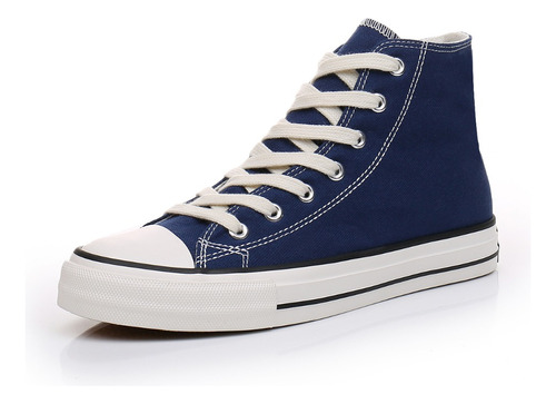 Zapatilla Hombre Urbana  De lona Casual Caña Alta Azul-7250