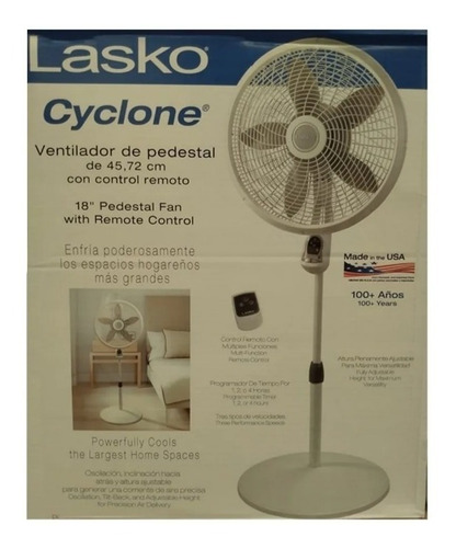 Ventilador Lasko Cyclone Pedestal 18 Con Control