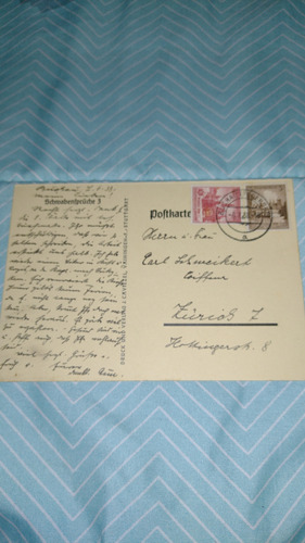 Alemania 3 Er Reich Postal Estampillas 1938.hermosa Postal 