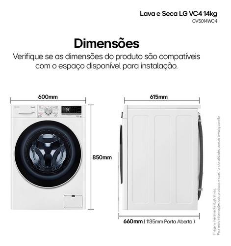 Lava & Seca 14 Kg LG Smart Com Inteligência Artificial Aidd