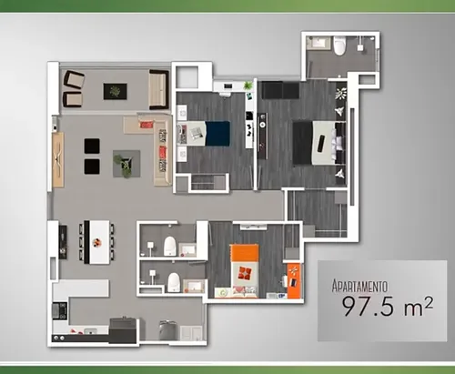 En Venta Apartamento Sector Loma De Los Mesa Envigado Piso Alto