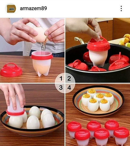 Imagem 3 de 6 de Kit 6 Ovos Silicone Forma Cozinhar Ovos Fit Água Silicone