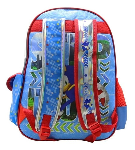 Mochila Escolar Espalda Sonic 16 Pulgadas Cresko So110 Color Plateado o Azul