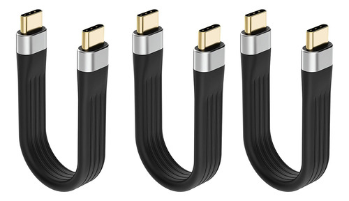 3 Cables Usb-c 3.1 Gen 2 De 4 K, Chip Emark Short C A Usb-c