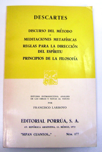 Descartes Porrua Discurso Del Metodo Meditaciones Etc Boedo