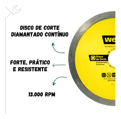Disco Corte Diamantado Porcelanato 110mm Contínuo Werkz