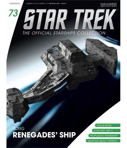 Fascículo Em Inglês Nº 73 + Brinde Nave Miniatura Star Trek Borg Renegades' Ship - Editora Eaglemoss - Capa Mole - Bonellihq Mar24