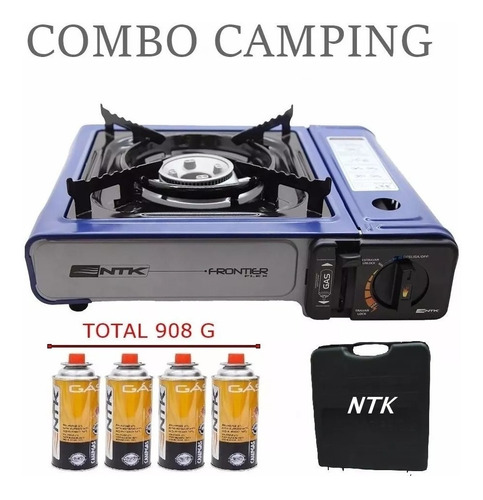 Fogareiro Camping Nautika Com Refil 4 Gas 227g Cada Lata