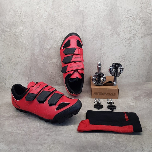 Zapatilla Ciclismo Mtb Metha Cross + Pedales + Medias Regalo