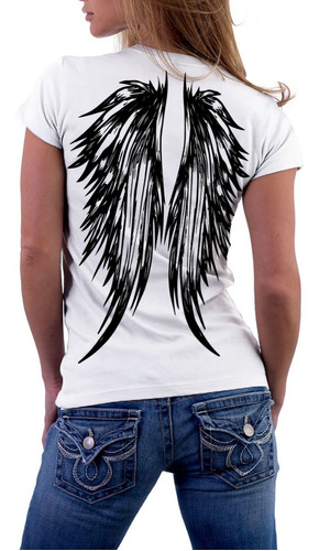 Baby Look T-shirt Angel Wings Asas De Anjo Tattoo