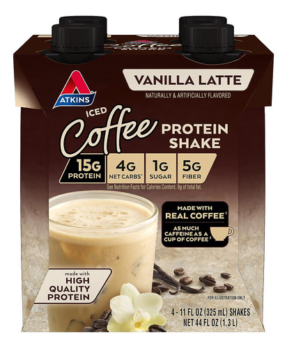 Atkins Coffe Coffe Vanilla Latte Rich Richas De Proteína, Am