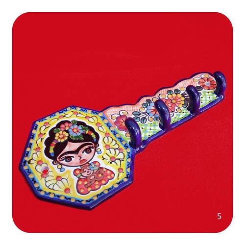 Imagen 7 de 10 de Porta Llaves De Talavera Poblana Perchero Color 27 Cm Prl