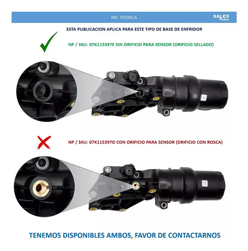 Enfriador Y Base Filtro Aceite Para Vw Jetta A6 2.5l 2016