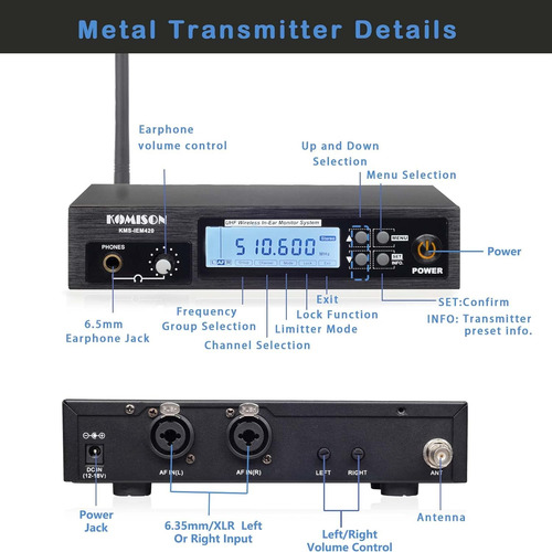 Sistema De Monitor Inalámbrico Mono Oído, Sistema Iem...