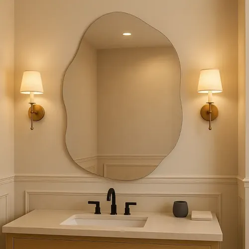 Espelho Vildrex  Roma 70x50cm Design Moderno Lapidado Luxo Suporte