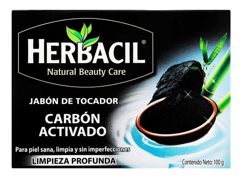 Jabón En Barra Herbacil Carbón Activado Limpieza Profunda 100g