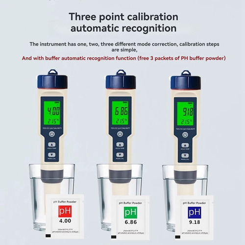 5 Em 1 Ec Tds, Temperatura De Salinidade, Medidor De Ph, Qua
