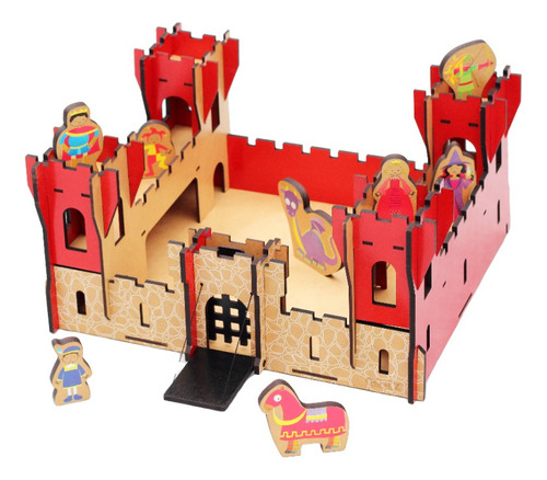 Imagen 1 de 10 de Castillo Madera Juego Infantil Figuras Medievales Niños