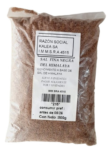 Sal Negra Del Himalaya 500g. Lleve 3 Pague 2.