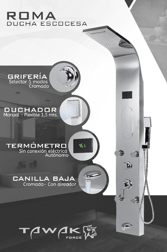 Imagen 5 de 10 de Ducha Escocesa Columna 7 Jet Display Tawak - Roma