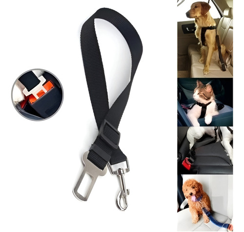 Cinturón de Seguridad para Perros y Gatos con Hebilla para Coche a Todo Color Negro Flop