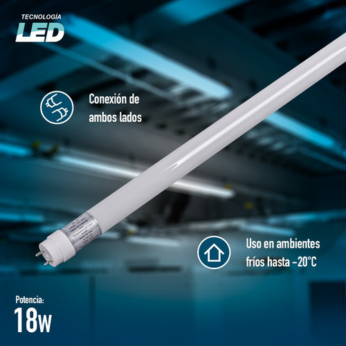 Tubo Led T8 Opalino Icon 18w 6500k 100-265v G13 Estructura Blanco