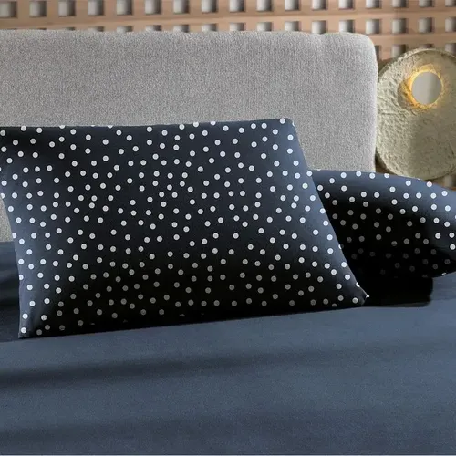 Jogo De Cama Solteiro Altenburg Malha Fio Penteado 2 Peças Marinho Bits Bits Marinho Bolinhas - Poá