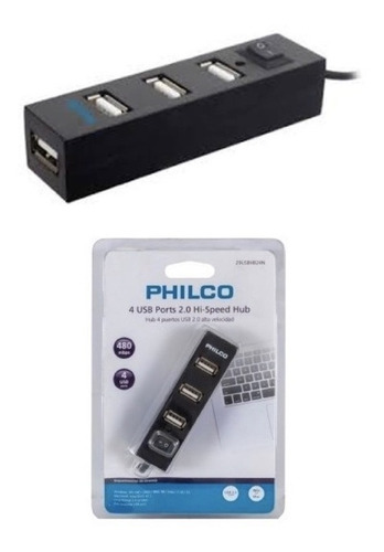 Hub Philco 4 Puertos Usb 2.0 Alta Velocidad 480mbps