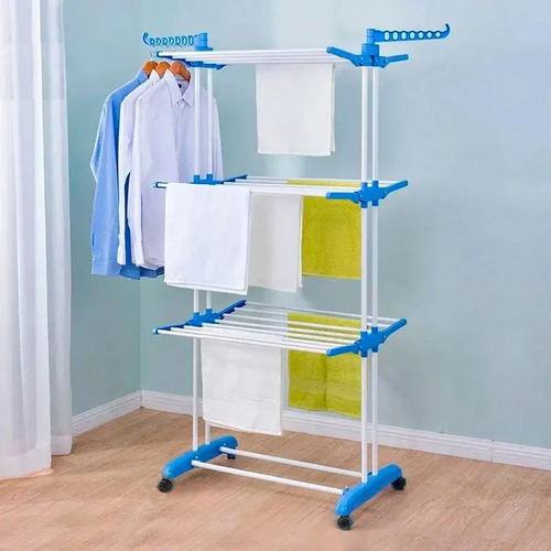 Tendedero Organizador Colgador Ropa Plegable 3 Niveles Xl Pr Blanco