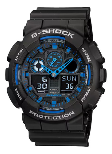 Reloj Casio G-shock Ga-100-1a2 Venta Oficial 24 Meses Gtia Negro Negro/azul Negro